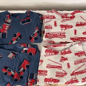 GAP Kids Pajama Set with Fire Truck Design - Blue and White